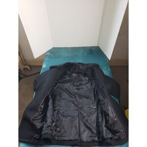 Express Jacket Coat Sz Small Womens Black Double Breasted Fur lining Wool Blend